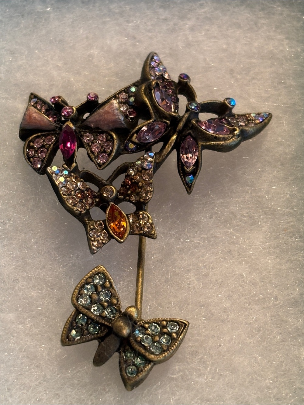 Jay Strongwater Vintage Purple and Pink Crystal Butterfly Brooch Pin